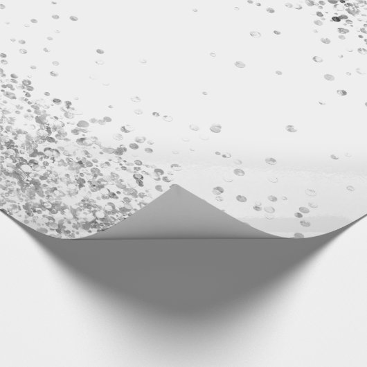 Witte zilveren glitters glans Kerstmis Xmas  Cadeaupapier (Hoek)