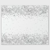 Witte zilveren glitters glans Kerstmis Xmas  Cadeaupapier (Vlak)