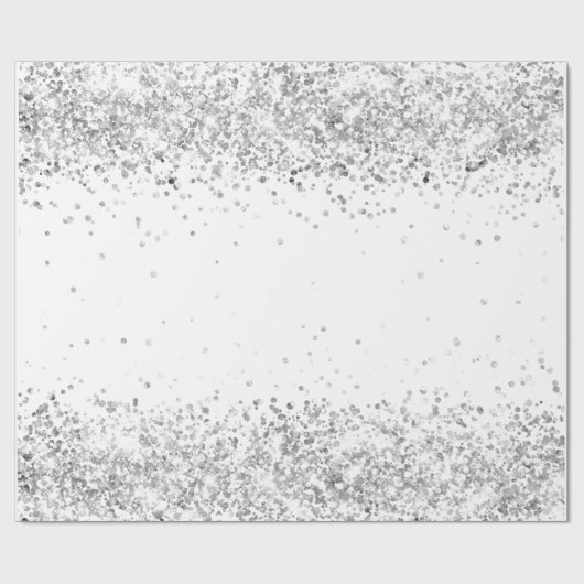 Witte zilveren glitters glans Kerstmis Xmas Cadeaupapier (Vlak)
