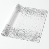 Witte zilveren glitters glans Kerstmis Xmas  Cadeaupapier (Uitgerold)