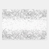 Witte zilveren glitters glans Kerstmis Xmas Inpakpapier Vel (Voorkant 3)