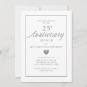 Witte Zilveren Hart 25e Huwelijksjubileum Kaart (Voorkant)