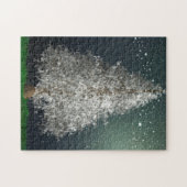 Witte zilveren kerstboom, heldere sterren legpuzzel (Horizontaal)