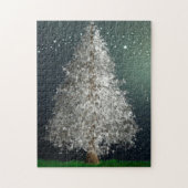 Witte zilveren kerstboom, heldere sterren legpuzzel (Verticaal)