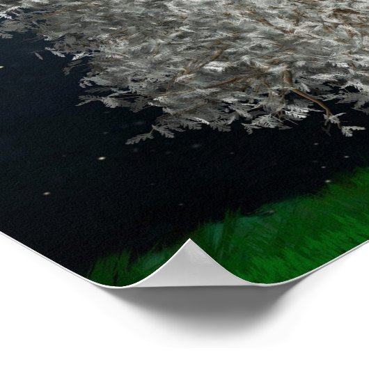 Witte zilveren kerstboom, heldere sterren poster (Hoek)