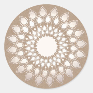 Witte Zilveren Lotus Bloemen Mandala Ronde Sticker