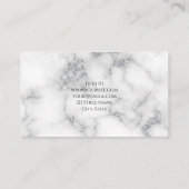 Witte zilveren marmer-elegante glans designer visitekaartje (Achterkant)