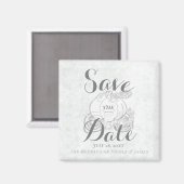 Witte Zilveren Pompoen Koets Save the Date Magneet (Voorkant / Achterkant)