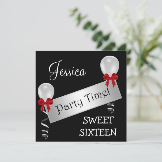 Witte, zilveren rode robogen, zoete 16 kaart (Staand voorkant)