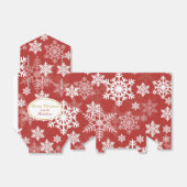 Witte zilveren sneeuwvlokpatroon op rode Kerstmis Bedankdoosjes (Uitgevouwen)