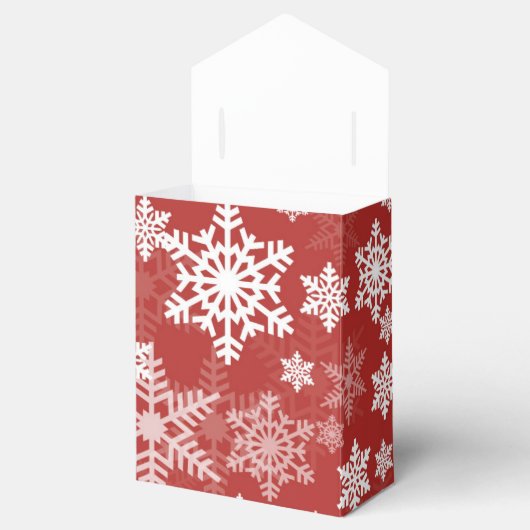 Witte zilveren sneeuwvlokpatroon op rode Kerstmis Bedankdoosjes (Geopend)