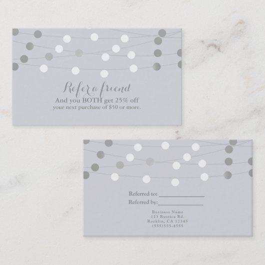 Witte Zilveren String Lights Modern Verwijs Een Vr Aanbevelingskaartje (Voorkant / Achterkant)