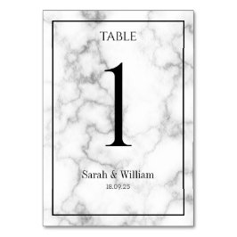 Witte & Zilveren Vene Marmeren bruiloft Kaart