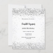 Witte zilveren verjaardagsuitnodiging (Voorkant)
