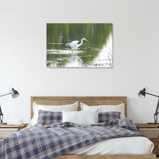 Witte zilveren vleugels verpakt canvas print (Insitu (Slaapkamer))