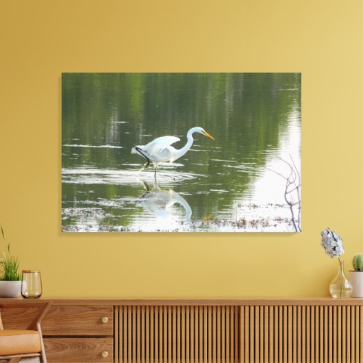 Witte zilveren vleugels verpakt canvas print (Insitu (Woonkamer))
