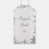 Witte & Zilveren Winter Sneeuwvlokken Elegante gun Cadeaulabel (Achterkant)