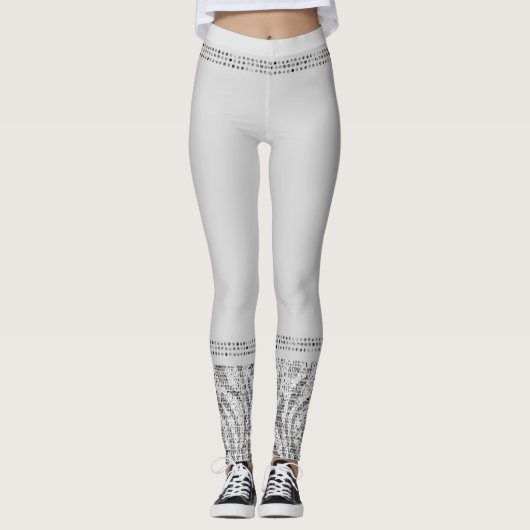 Witte Zilveren Zebra Wilde Dierprint Exotische Gla Leggings (Voorkant)