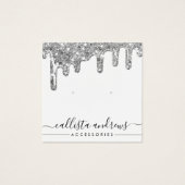 Witte zilveren zwarte glazen druppels, die beeldsc vierkante visitekaartjes (Voorkant)