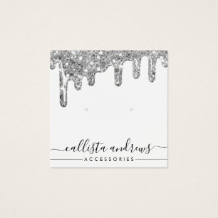 Witte zilveren zwarte glazen druppels, die beeldsc vierkante visitekaartjes