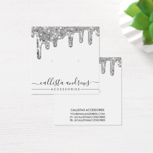 Witte zilveren zwarte glazen druppels, die beeldsc vierkante visitekaartjes (Bureau)