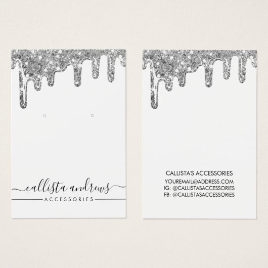Witte zilveren zwarte glazen druppels, die beeldsc visitekaartje (Voorkant /achterkant)