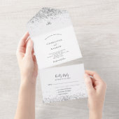 Witte zilverglitter all in one uitnodiging (Afscheurbaar)