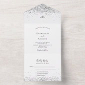 Witte zilverglitter all in one uitnodiging (Binnen)