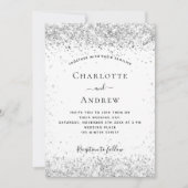 Witte zilverglitter elegant bruiloft kaart (Voorkant)