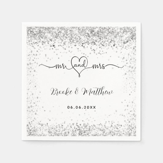 Witte zilverglitter elegant : mevrouw harthirbruil servet (Voorkant)