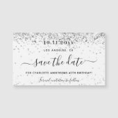 Witte zilverglitter op jaardag, behalve de datum (Voorkant)