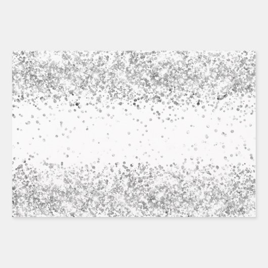 Witte zilverglitterssparren inpakpapier vel (Voorkant 3)