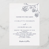 Witte zilverkleurige bruine bruiloft folie uitnodiging (Voorkant)