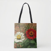 Witte Zinnia en Rode Zinnia Canvas tas (Voorkant)