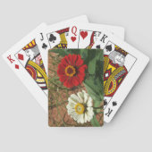 Witte Zinnia en Rode Zinnia Klassieke Speelkaarten (Achterkant)