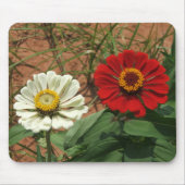 Witte Zinnia en rode Zinnia Mousepad Muismat (Voorkant)