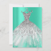 Witte zoete 16e bruidsjurk grijs mint diamant kaart (Achterkant)
