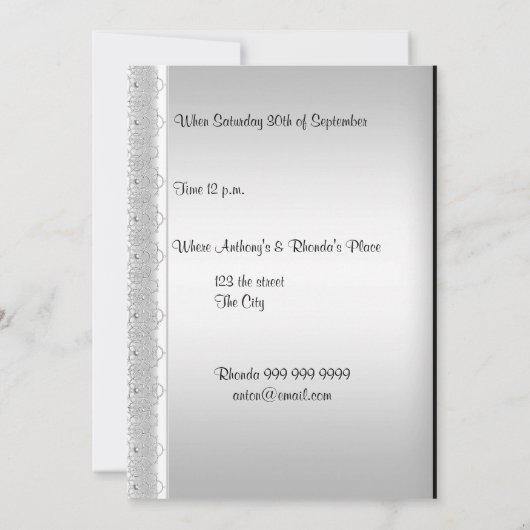 Witte zoete Baby shower Uitnodiging (Achterkant)