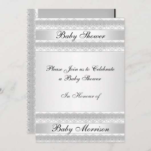 Witte zoete Baby shower Uitnodiging (Voorkant / Achterkant)