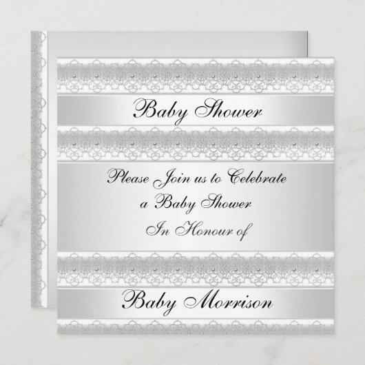 Witte zoete Baby shower Uitnodiging (Voorkant / Achterkant)