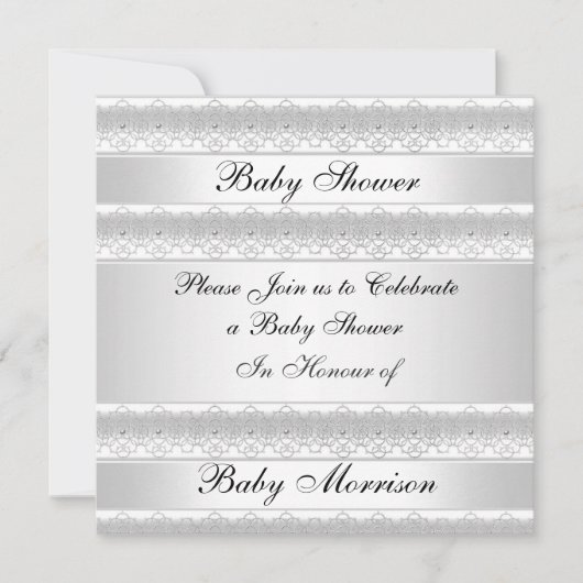 Witte zoete babyshowerfeest uitnodiging (Voorkant)