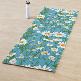 Witte zomerdaisies op aqua yogamat