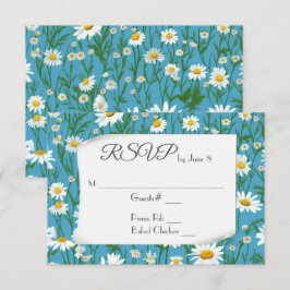 Witte zomerdaisies voor trouw-RSVP RSVP Kaartje