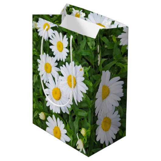 Witte zomerdaisy tuin medium cadeauzakje (Achterkant Gekanteld)