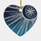 Witte Zon Maan Mandala Blauwe Gradiënt Ontwerp Keramisch Ornament (Voorkant)