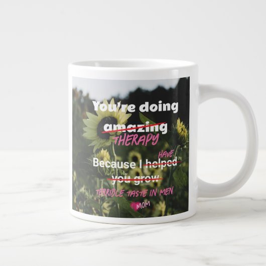 Witte Zonnebloem Koffie Mok van Mom Funny (Rechts)