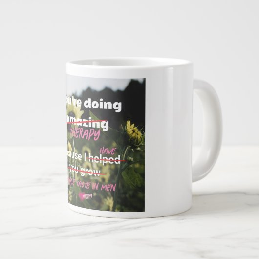 Witte Zonnebloem Koffie Mok van Mom Funny (Voorkant rechts)