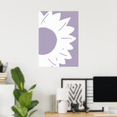 Witte zonnebloem op paarse abstracte wandkunst poster (Thuiskantoor)