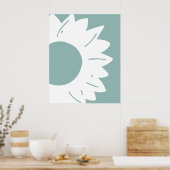 Witte Zonnebloem op Telen Abstracte Muurkunst Poster (Keuken)