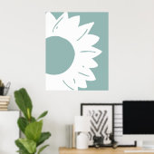 Witte Zonnebloem op Telen Abstracte Muurkunst Poster (Thuiskantoor)